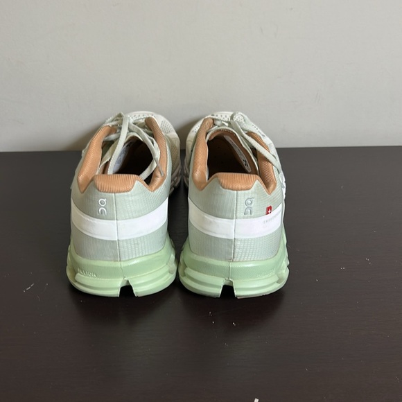 ON Cloud Cloudflow Running Sneaker Shoe Aloe White Womens Designer Trendy Sz 9.5 - Picture 6 of 12